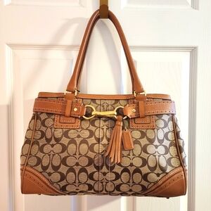 ~SOLD~COACH 10508 Hampton Carryall Tote in Signature Canvas and Leather